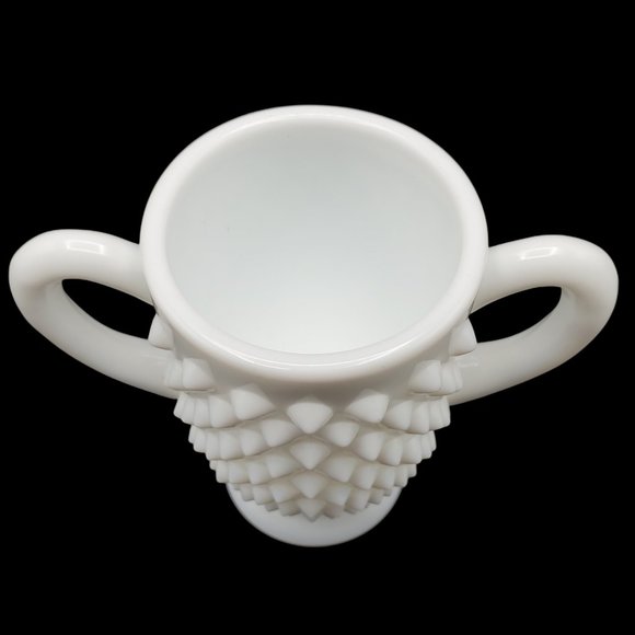Vintage Fenton Hobnail White Milk Glass 2 pc Creamer & Open Sugar Bowl Set 3.5" - Picture 5 of 8